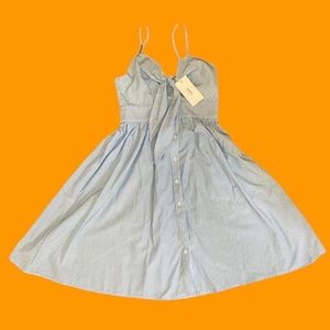 Zaful White and Blue Striped Tie Front Dress